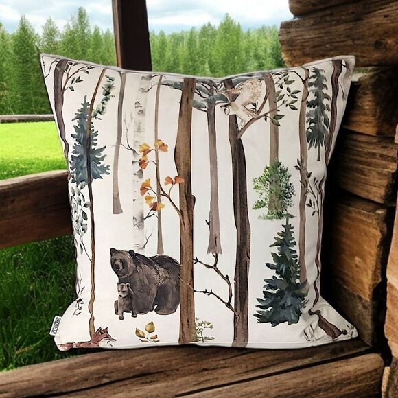 MACODESIGN Woodland Animals Pillow Cover Sham Accent Velvet Cabin Forest Fairy - Picture 16 of 16
